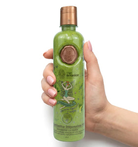 Origen Botánico onion and argan shampoo label close-up highlighting gentle, salt-free cleansing