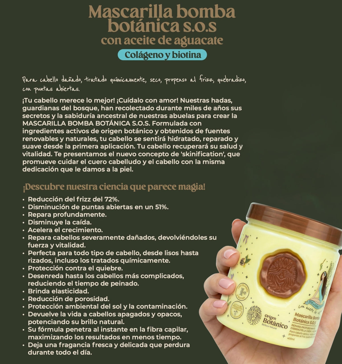 Origen Botánico open jar revealing product consistency and nourishing properties
