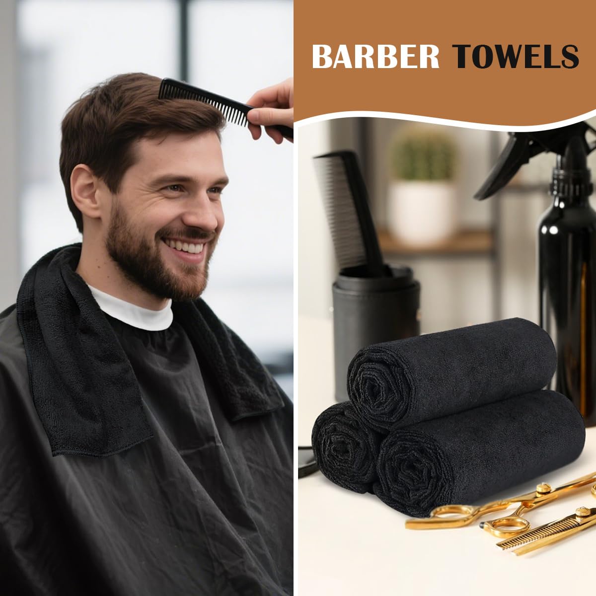 Orighty towel in use with stylist drying client hair offering fast moisture removal