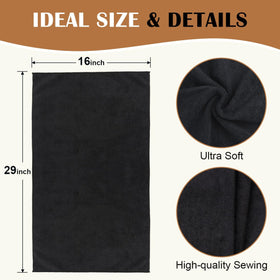 Orighty towel next to ruler highlighting 16 by 29 inch size for larger coverage