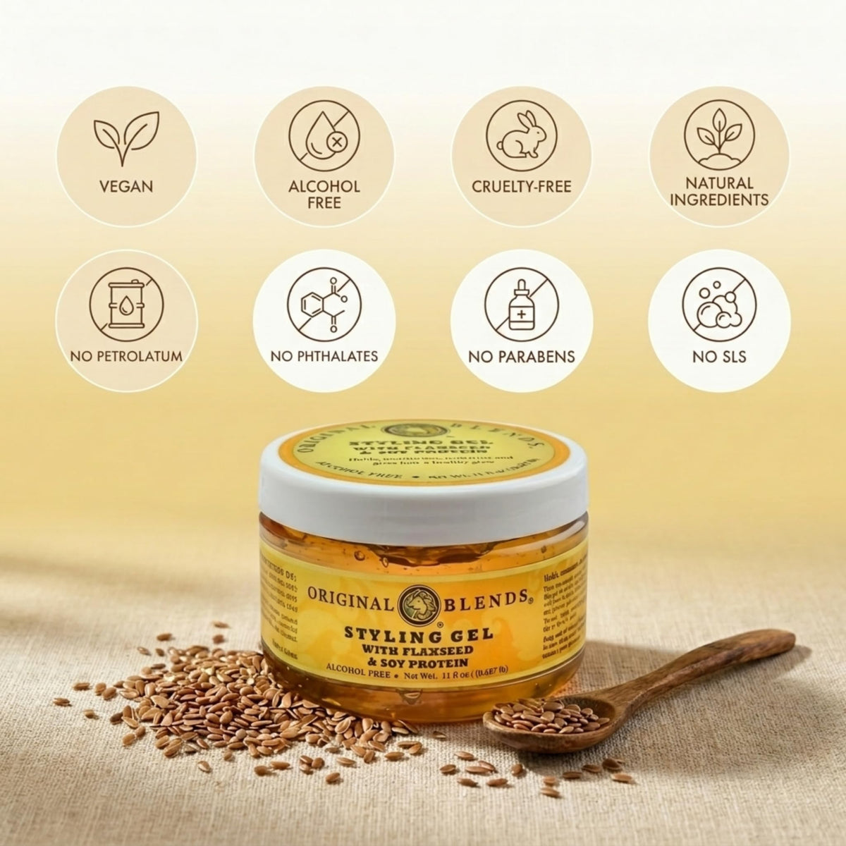 Original Blends gel texture close-up highlighting smooth non-flaking consistency