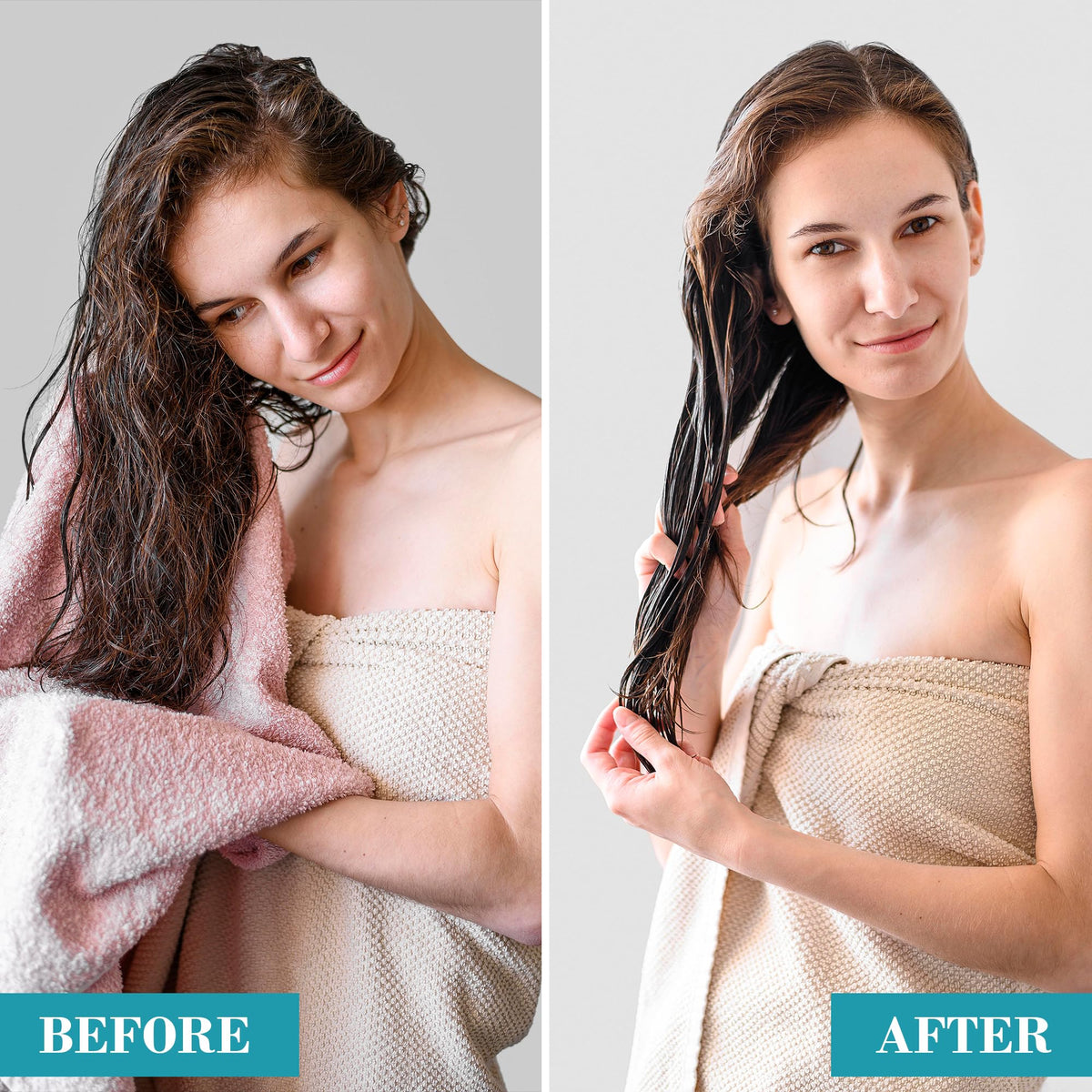 Original Sprout before and after hair demonstrating smoother, shinier results