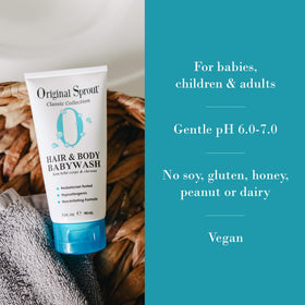 Original Sprout ingredient label close-up highlighting hypoallergenic benefits