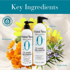 Original Sprout shampoo pouring and lathering in hand showing easy rinse benefit