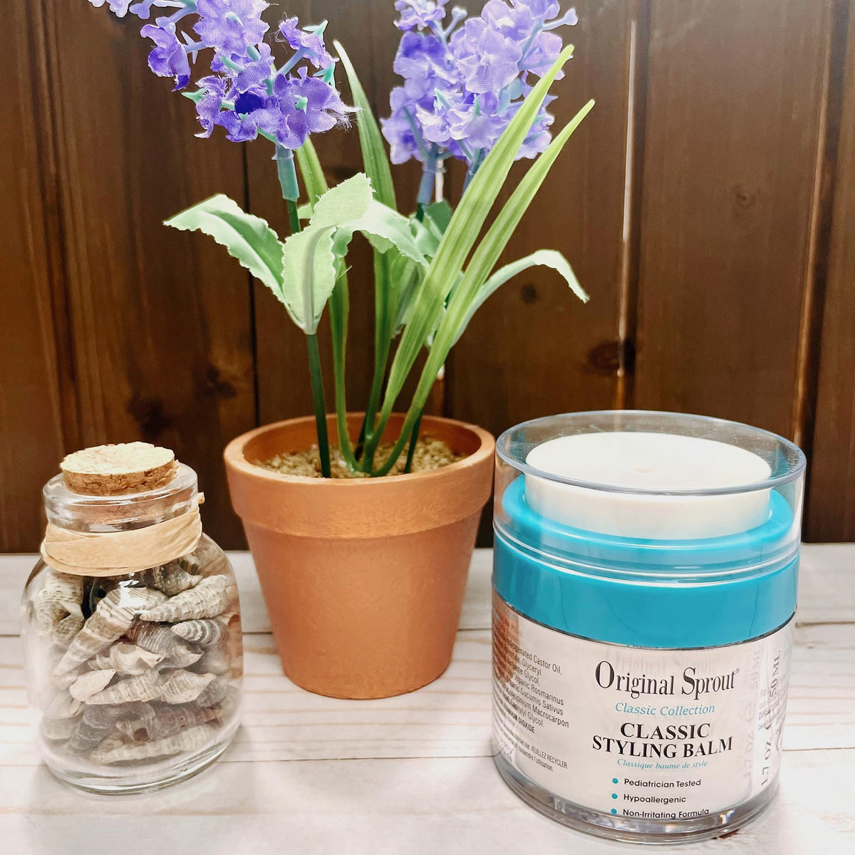 Original Sprout balm texture close-up showing creamy consistency and smooth styling benefit