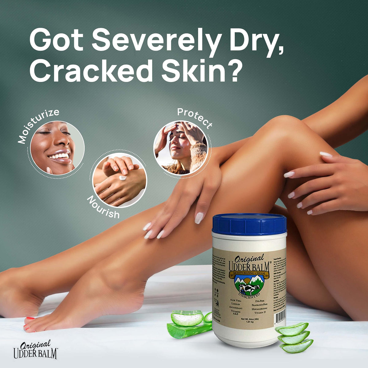 Original Udder Balm rubbed into cracked heels for deep repair benefit
