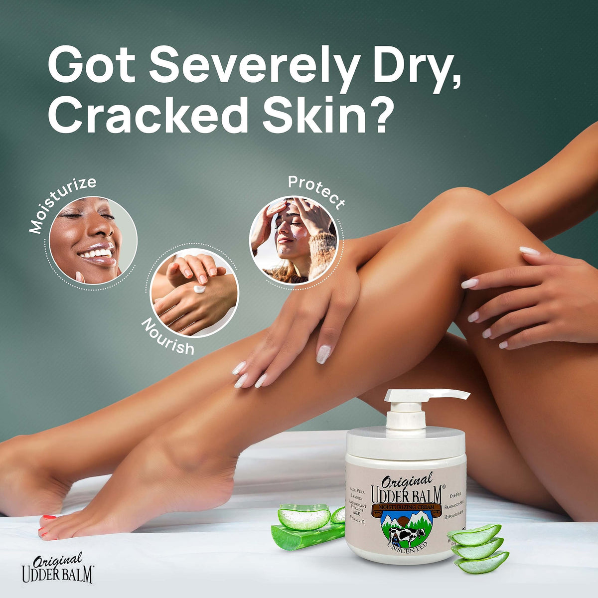 Original Udder Balm on feet demonstrating heel repair and smoother skin results