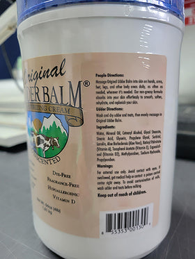 Original Udder Balm ingredients view with aloe and lanolin showing nourishing benefit