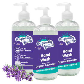 Originally Yellow front label showing gentle lavender scent and product size benefit
