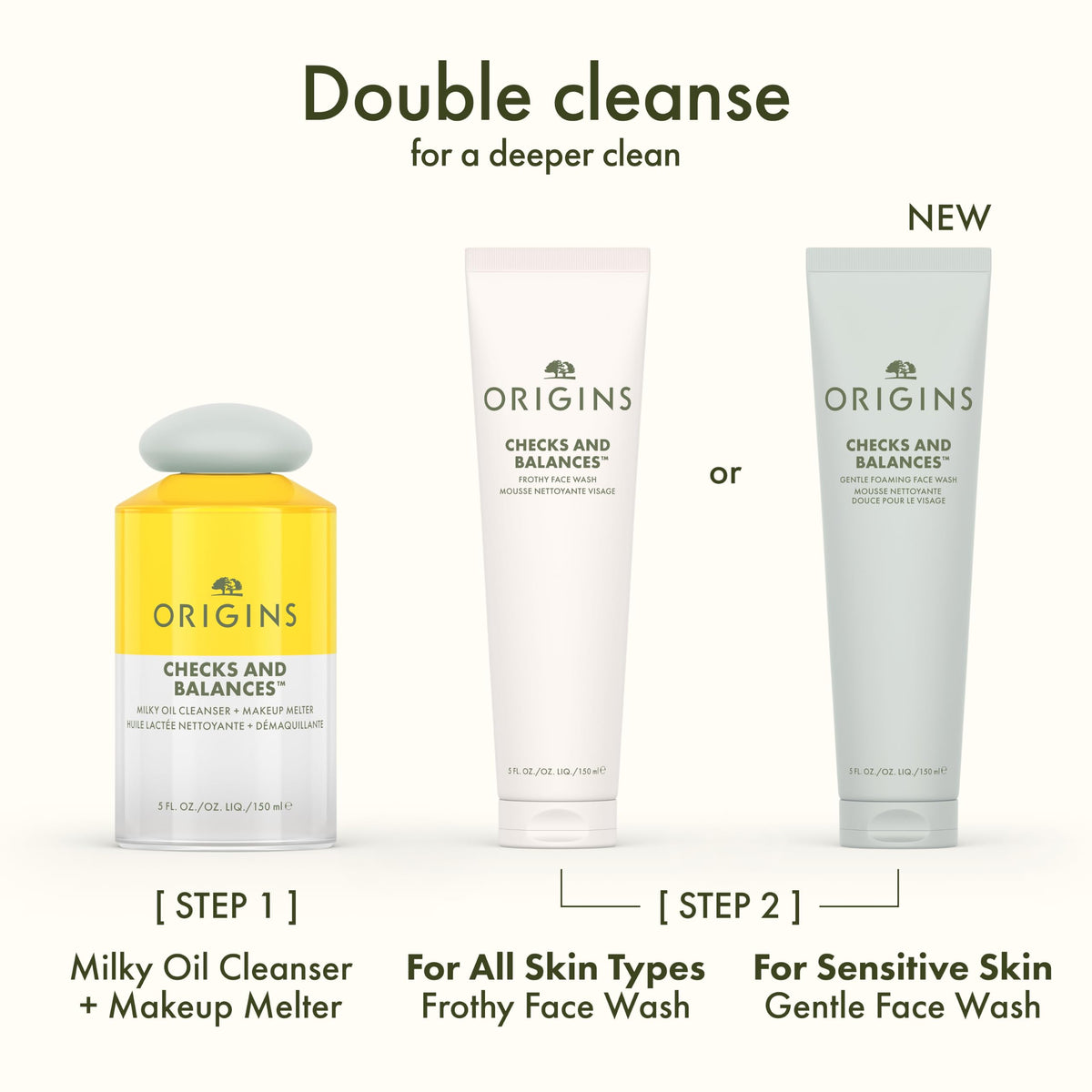 Origins before and after skin texture comparison highlighting smoother appearance
