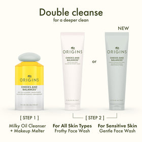 Origins before and after skin texture comparison highlighting smoother appearance