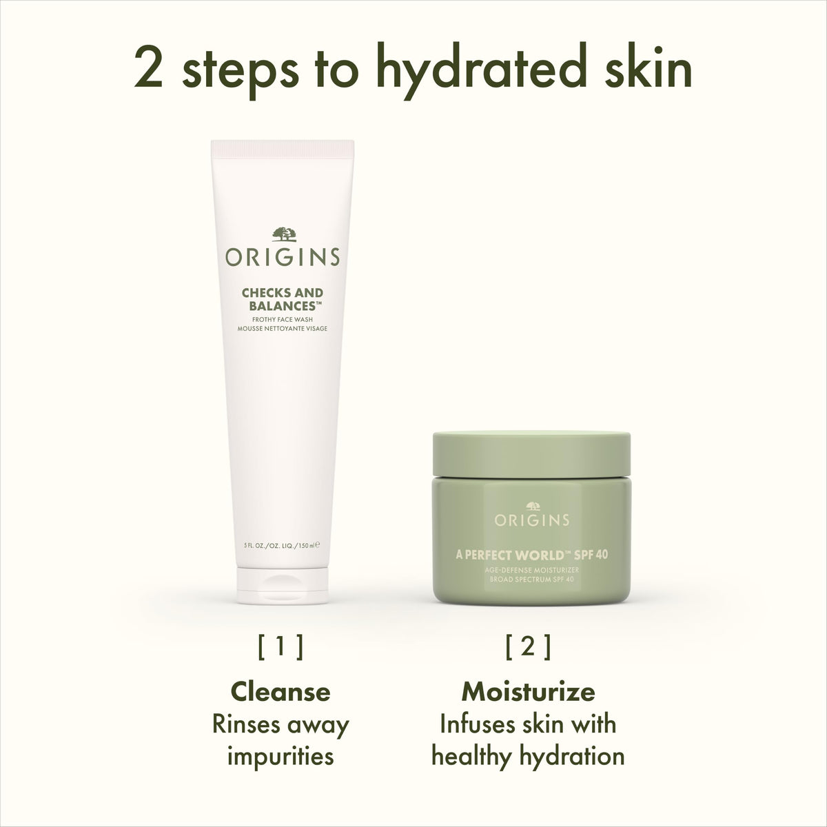 Origins tube beside other morning skincare items showing routine compatibility