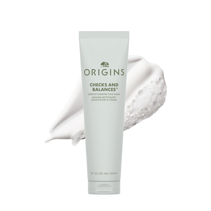 Origins bottle front view showing clean label and gentle foaming benefits