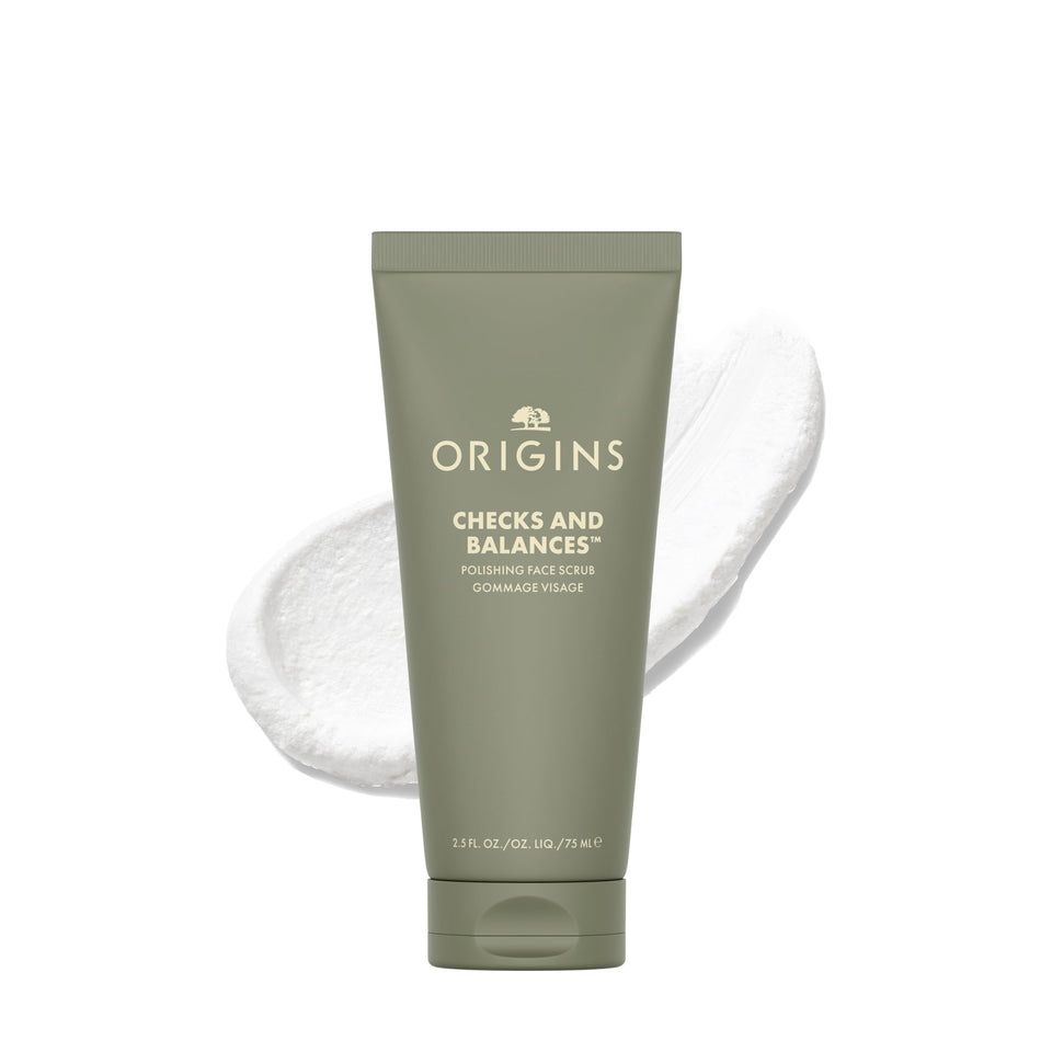 Origins front packaging showing product tube and clear benefits