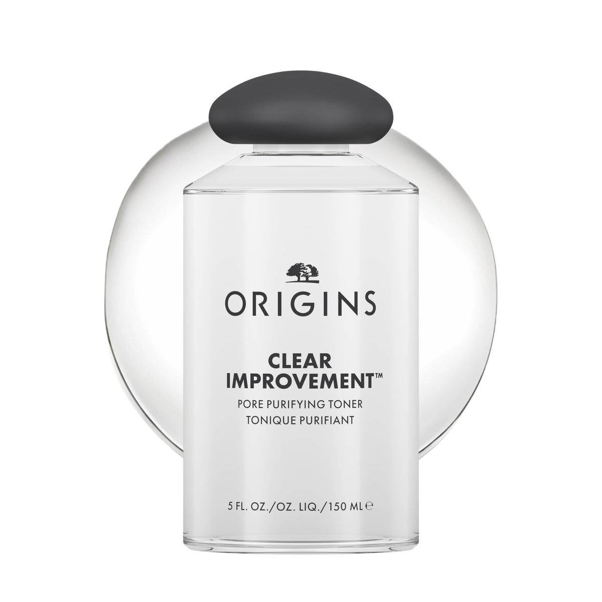 Origins Clear Improvement front bottle view showing label and 5 fl oz size and benefit