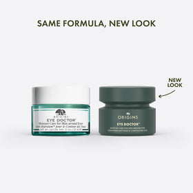 Origins Eye Doctor cream texture close-up highlighting lightweight, hydrating formula