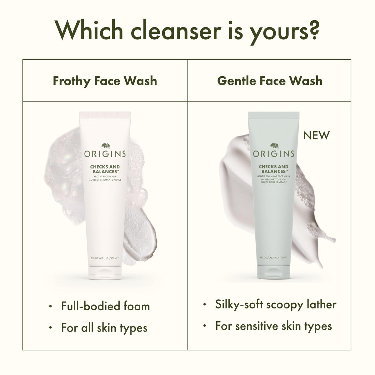 Origins face wash on bathroom counter implying daily gentle cleansing routine