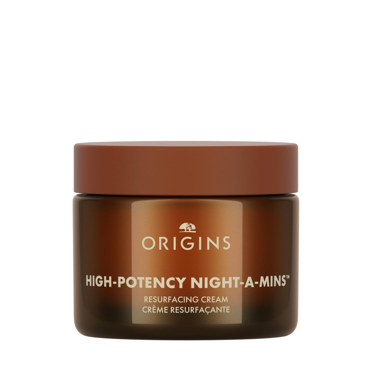 Origins jar front view showing packaging and product name for clear identification