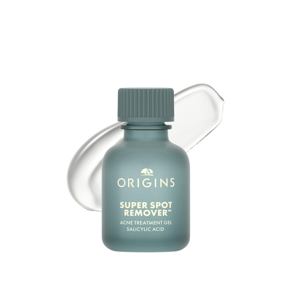 Origins front packaging showing compact spot treatment tube and easy travel benefit