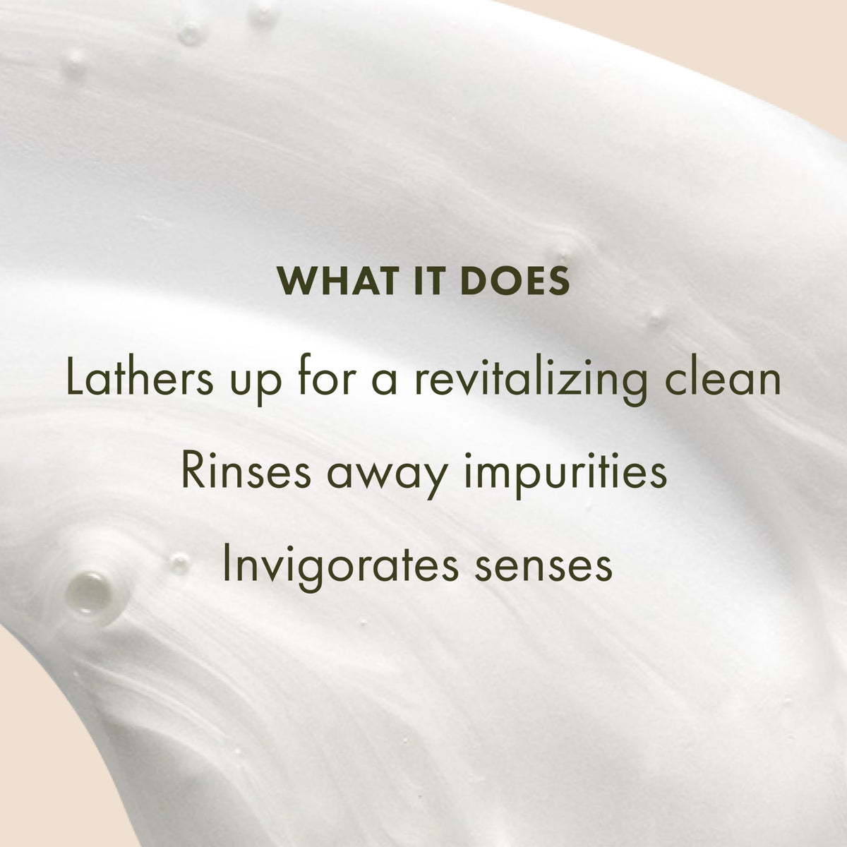 Origins creamy lather closeup demonstrating smooth foam and gentle cleansing