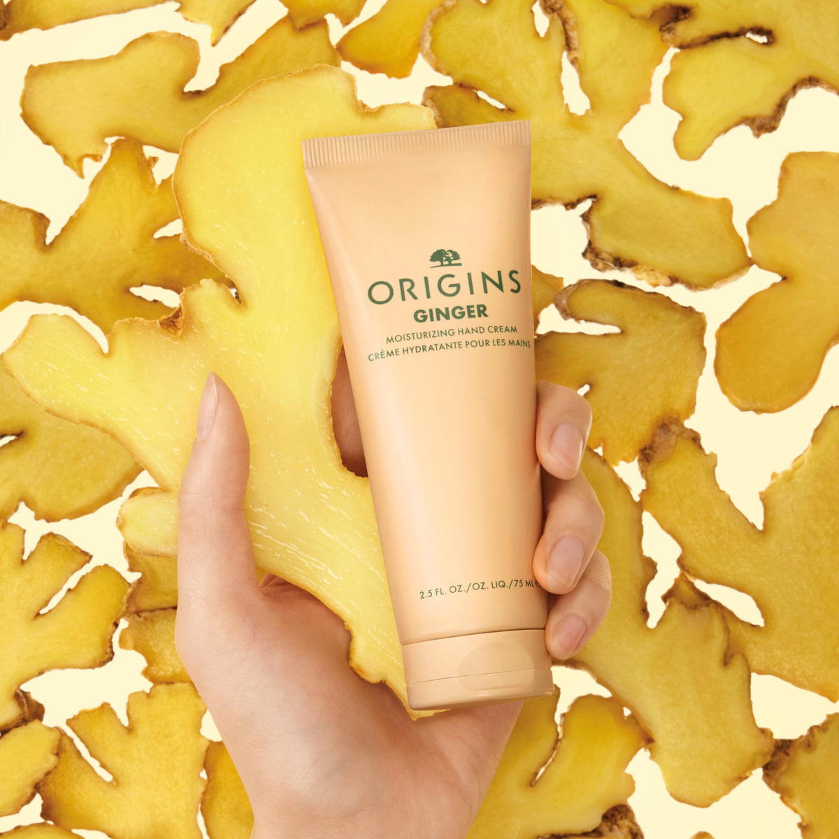 Origins ingredients label close-up showing plant-derived glycerin and meadowfoam seed oil