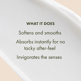 Origins Ginger being applied to hand showing immediate softening and non-greasy finish