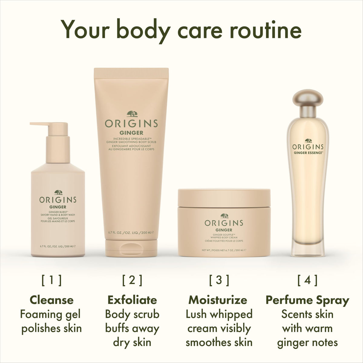 Origins jar styled in bathroom conveying daily routine appeal