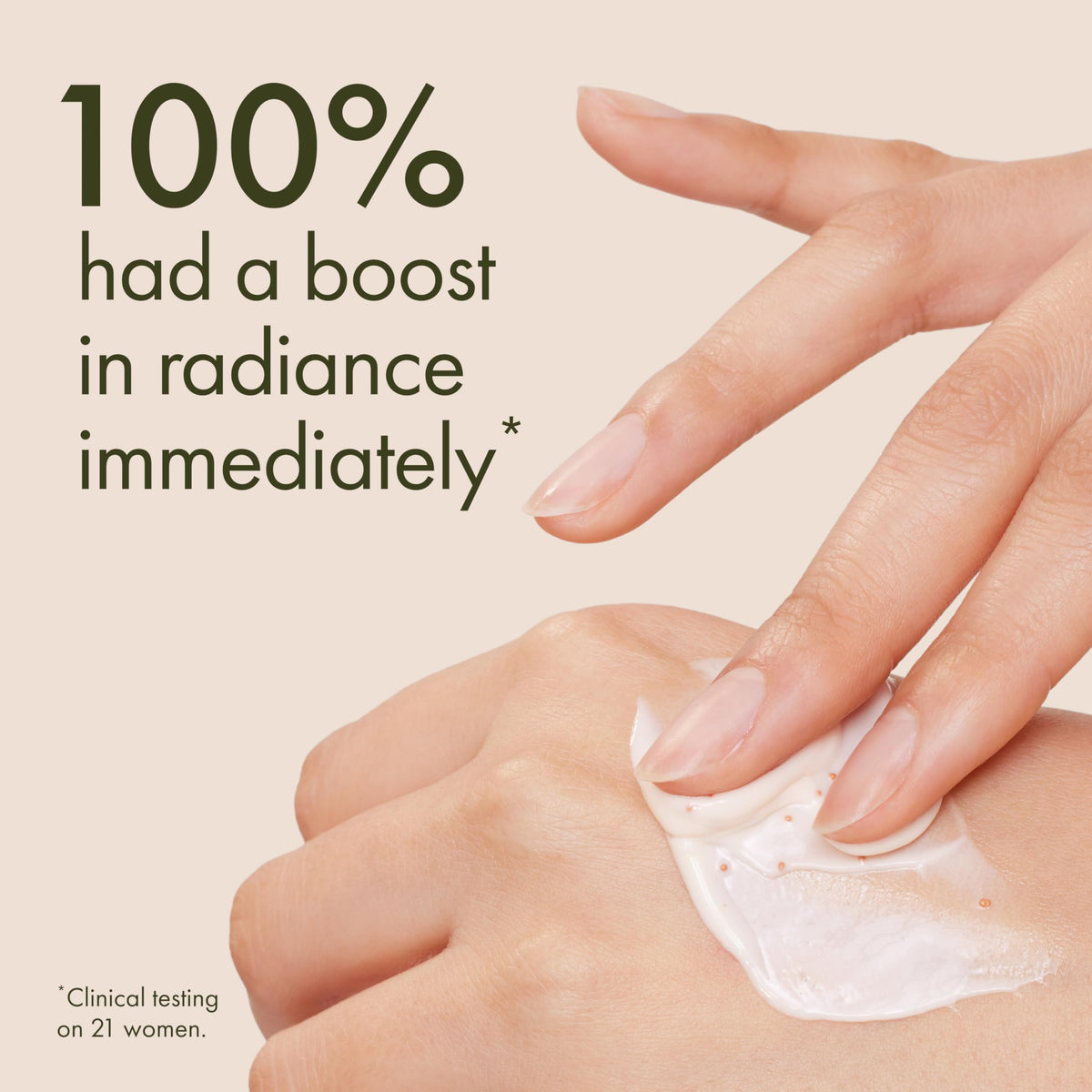 Origins GinZing applied on hand demonstrating hydration and quick radiance