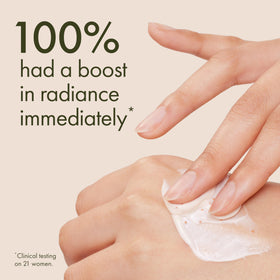 Origins GinZing applied on hand demonstrating hydration and quick radiance