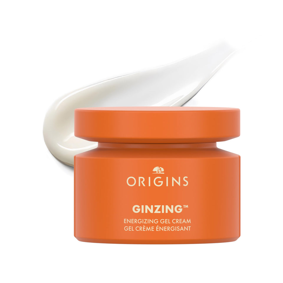 Origins GinZing front jar showing label and size, highlights lightweight radiance