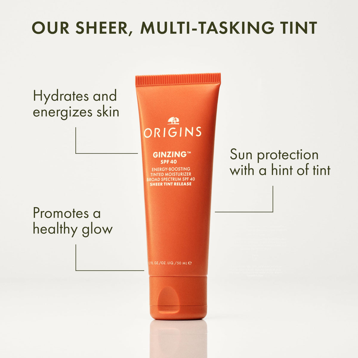 Origins GinZing texture swirl close-up highlighting creamy lightweight finish and easy blending