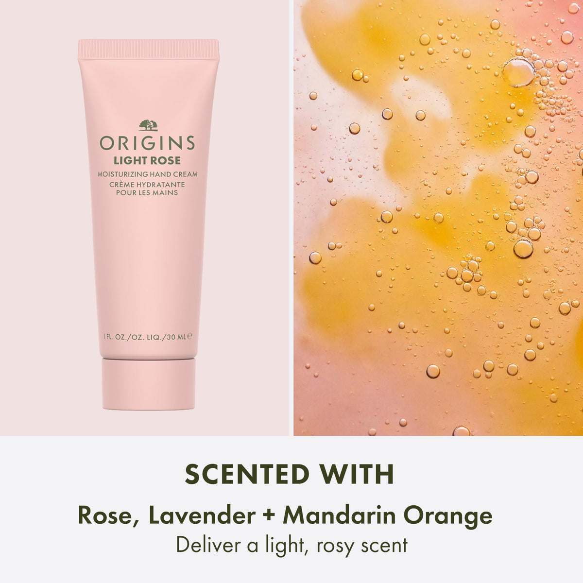 Origins Crisp Citrus hand cream tube displaying zesty scent and instant moisture
