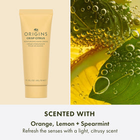 Origins hand creams tucked inside a handbag ready for travel and everyday reapplication