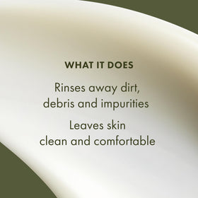 Origins cleanser dispensed on a palm proving silky, non-drying feel