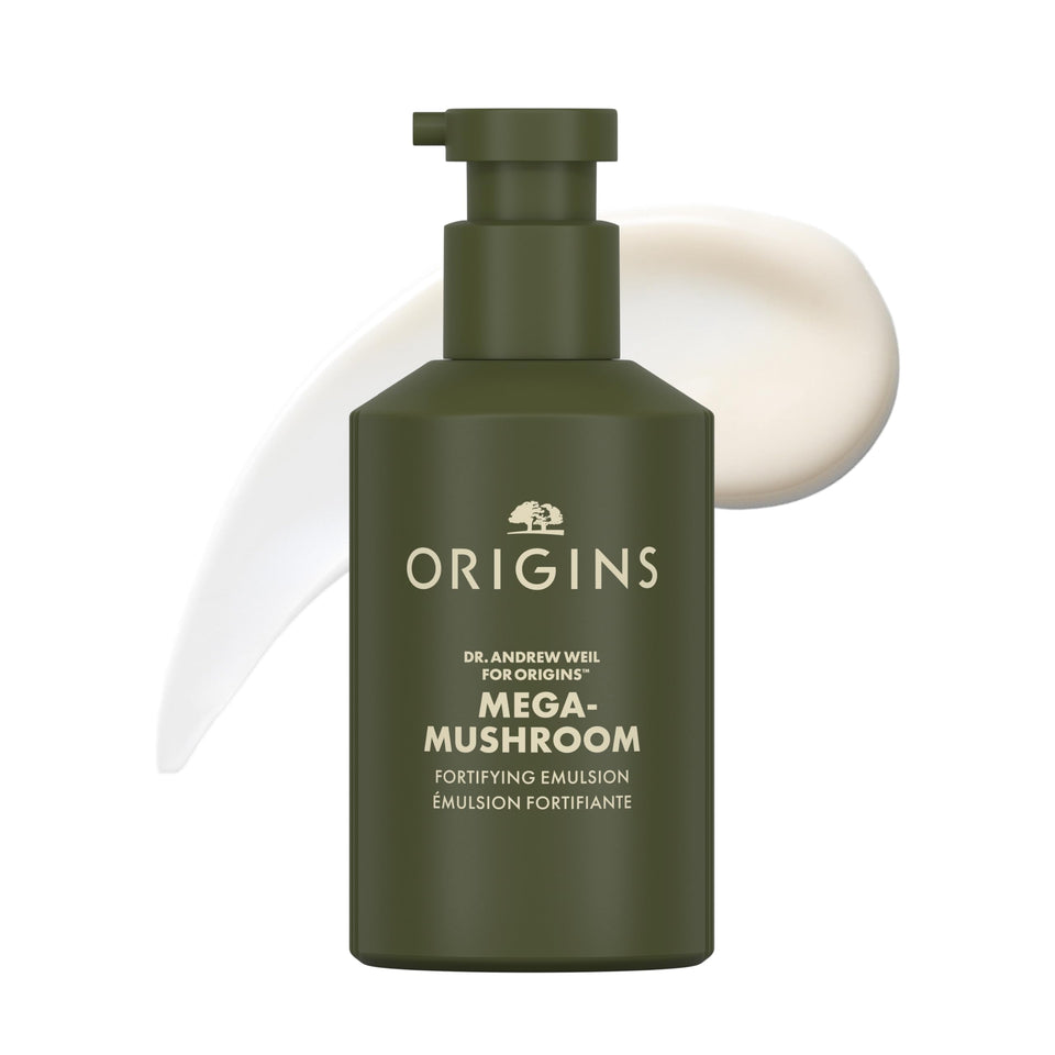 Origins front packaging showing jar and label, clear product identity and benefit