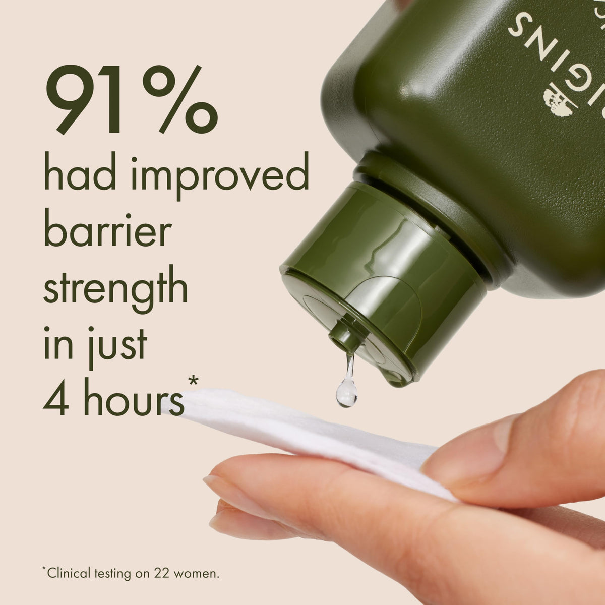 Origins bottle held in hand to show travel size and portability benefit
