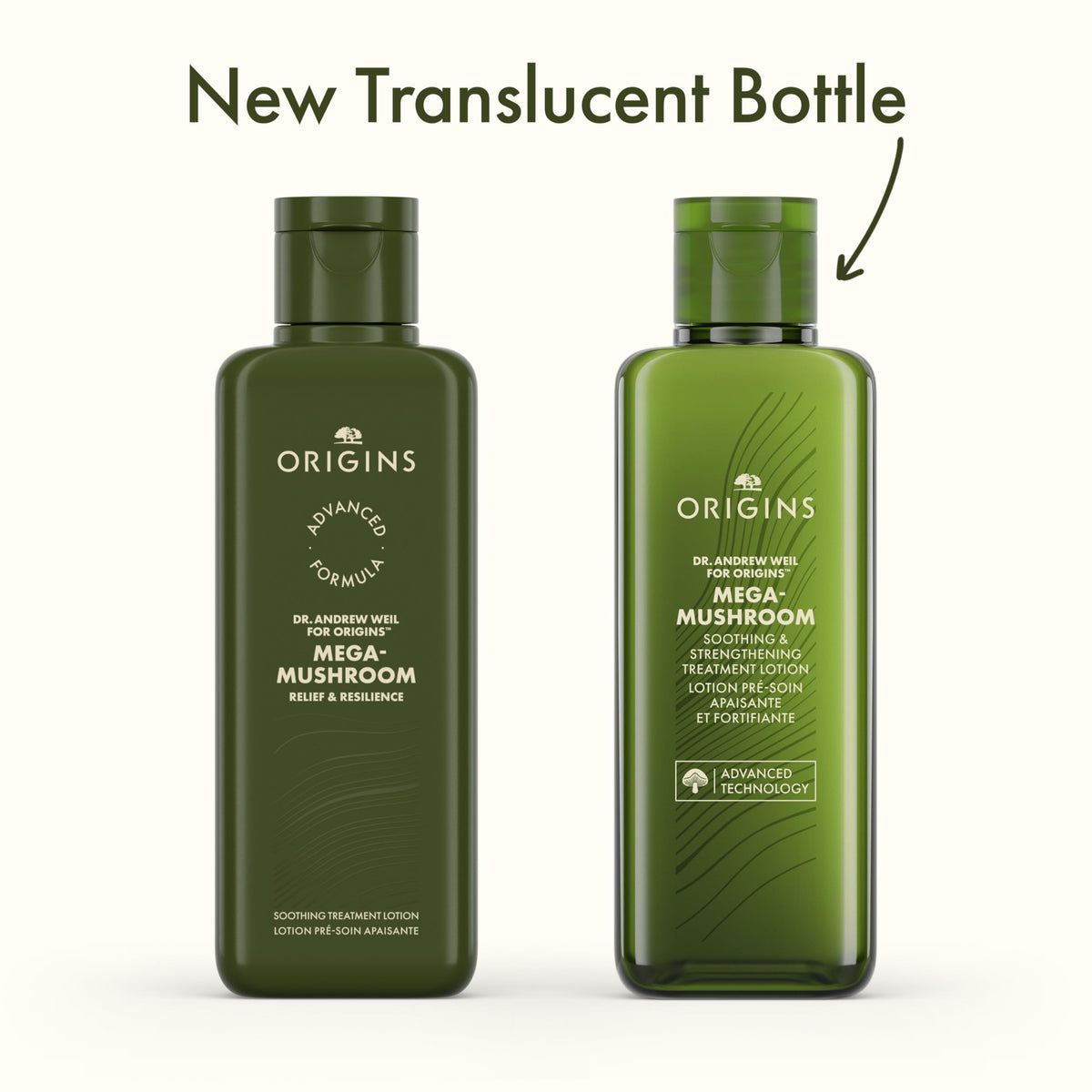 Origins bottle with lotion pouring to show lightweight application benefit