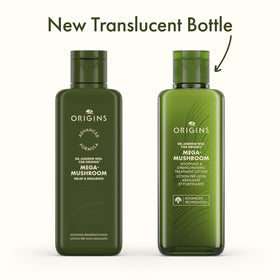 Origins bottle with lotion pouring to show lightweight application benefit