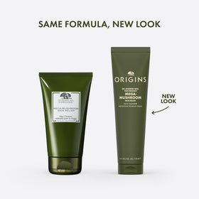 Origins close-up of milky lotion texture on hand for gentle cleansing