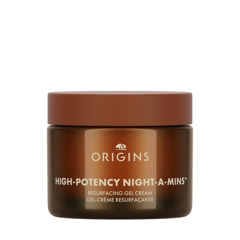Origins jar front view showing product packaging and quick benefit