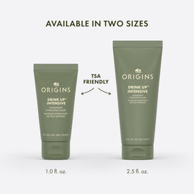 Origins on nightstand beside pillow suggesting bedtime routine and dewy morning