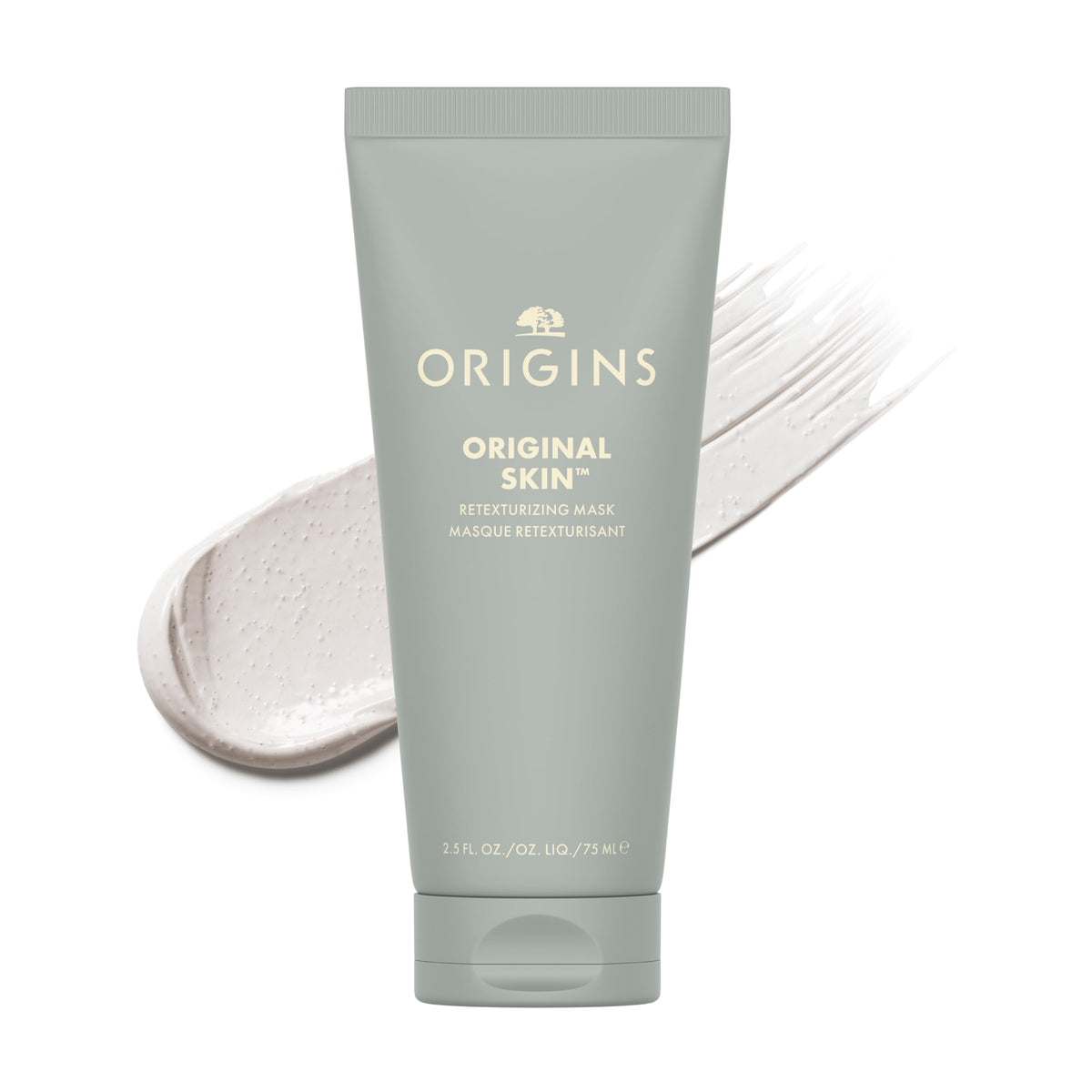 Origins front packaging showing product and clear benefits