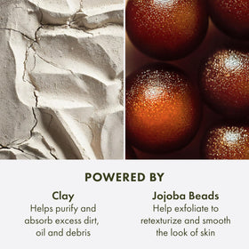 Origins ingredient label close-up highlighting clay and willowherb benefits