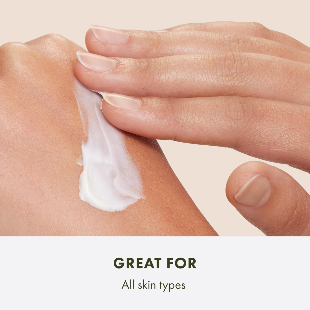 Origins Plantscription cream on hand demonstrating smooth application