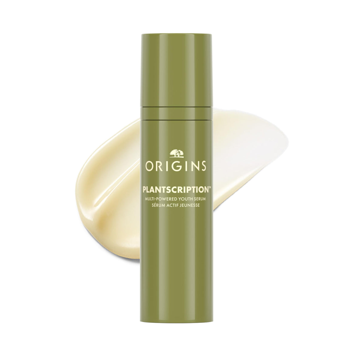 Origins Plantscription front packaging showing bottle and label, highlights product clarity