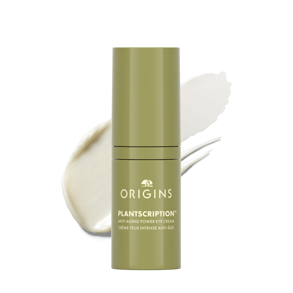 Origins Plantscription front packaging showing tube and branding for anti-aging benefit