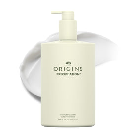 Origins Precipitation front bottle showing size and packaging benefit of long-lasting supply