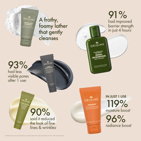 Origins mini products packed inside a travel bag ready for flights and on-the-go skincare