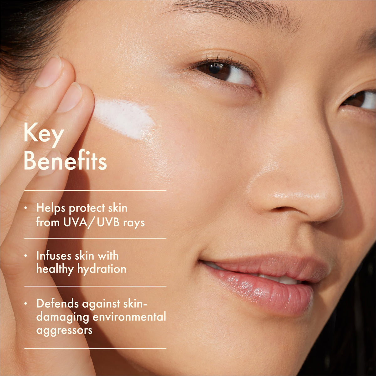 Origins pump dispensing product showing recommended amount for face coverage
