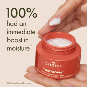 Origins Youthtopia close-up cream texture highlighting lightweight hydration benefit